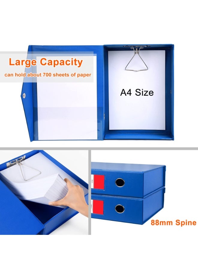 2 Pack Box Files 88mm Spine, Plastic A4 Archive Box Folders Lock Spring with Ring Pull and Catch, A4 File Organiser Holders Plastic Document Box File for School Office Stationery, Blue - Image 4